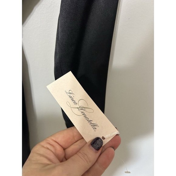 Linea Donatella Short Satin Wrap Robe Black S/M - Picture 3 of 5